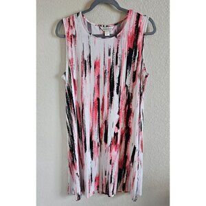Christopher & Banks Size L Casual Shift Dress Sleeveless Jersey Stretch Art